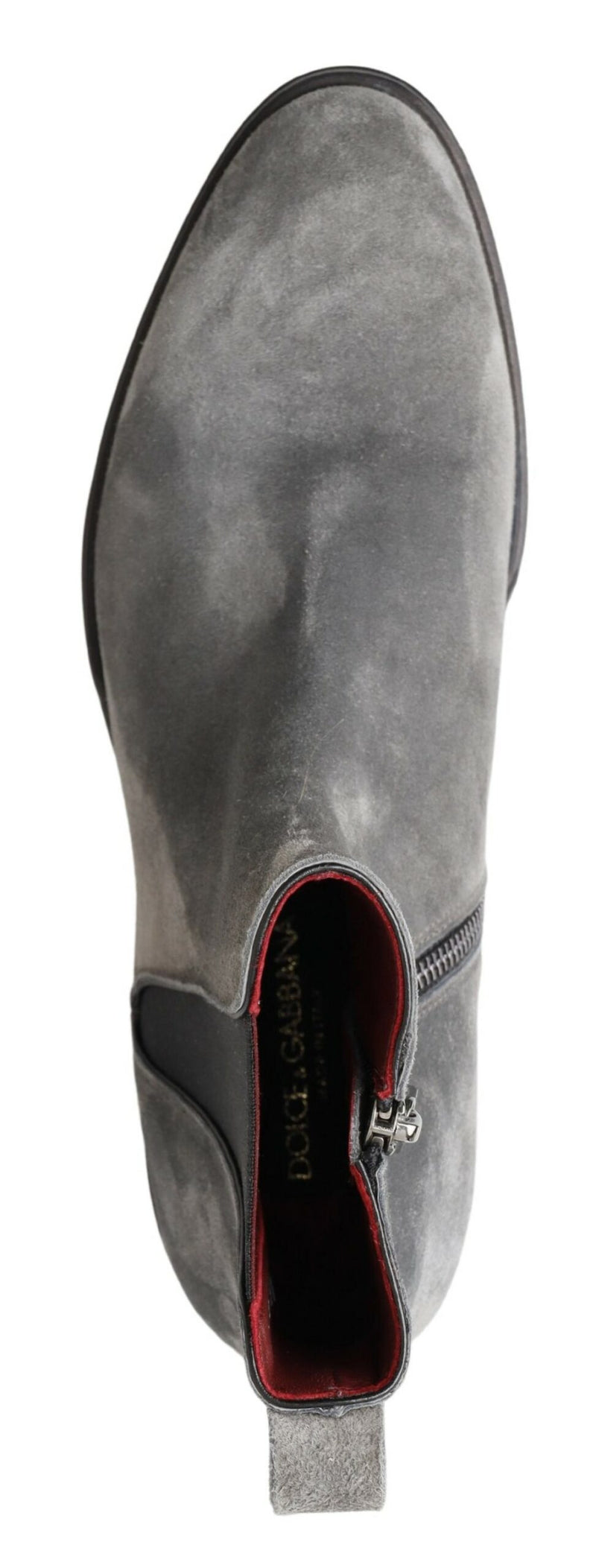 Elegant Gray Chelsea Leather Boots Dolce & Gabbana