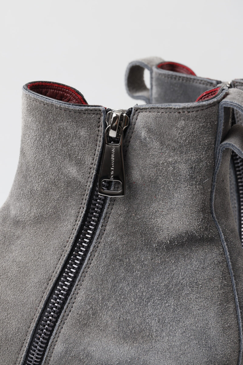 Elegant Gray Chelsea Leather Boots Dolce & Gabbana