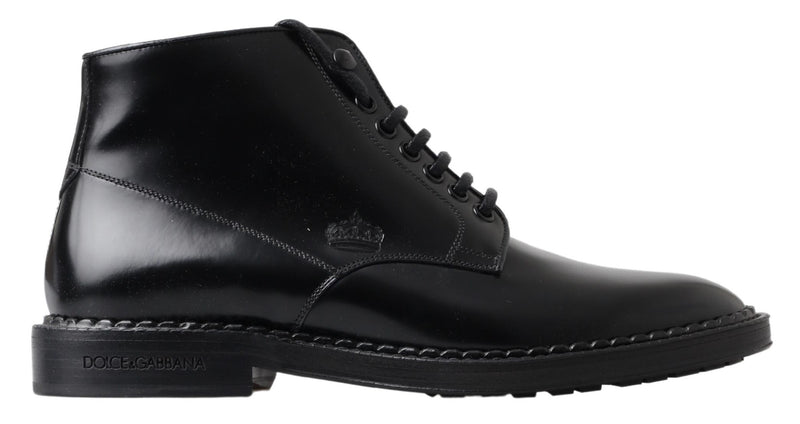 Elegant Black Leather Men's Boots Dolce & Gabbana