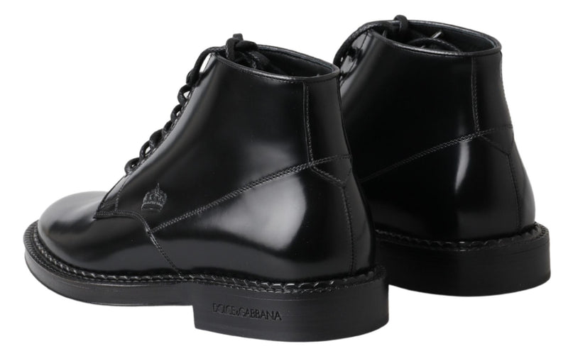 Elegant Black Leather Men's Boots Dolce & Gabbana