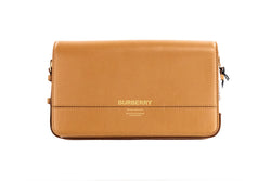 Grace Small Nutmeg Smooth Leather Flap Crossbody Clutch Handbag Purse Burberry