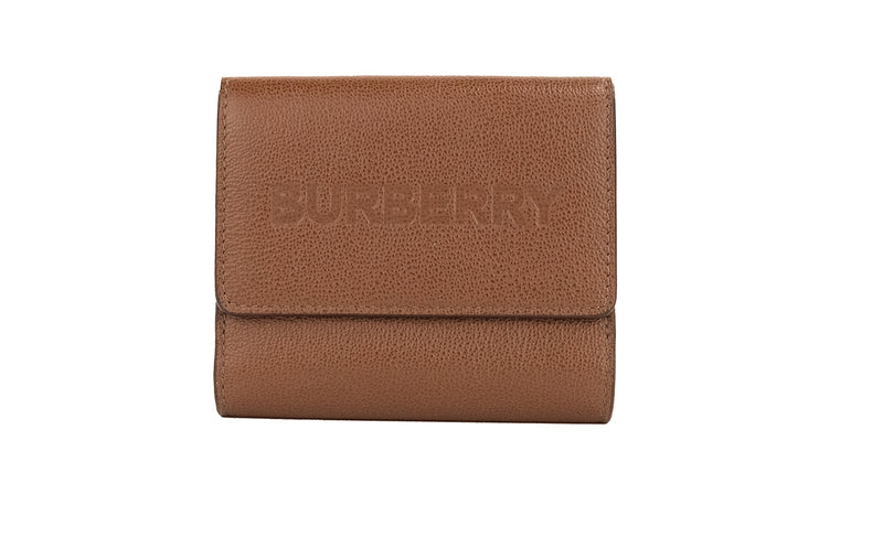 Luna Tan Grained Leather Small Coin Pouch Snap Wallet Burberry