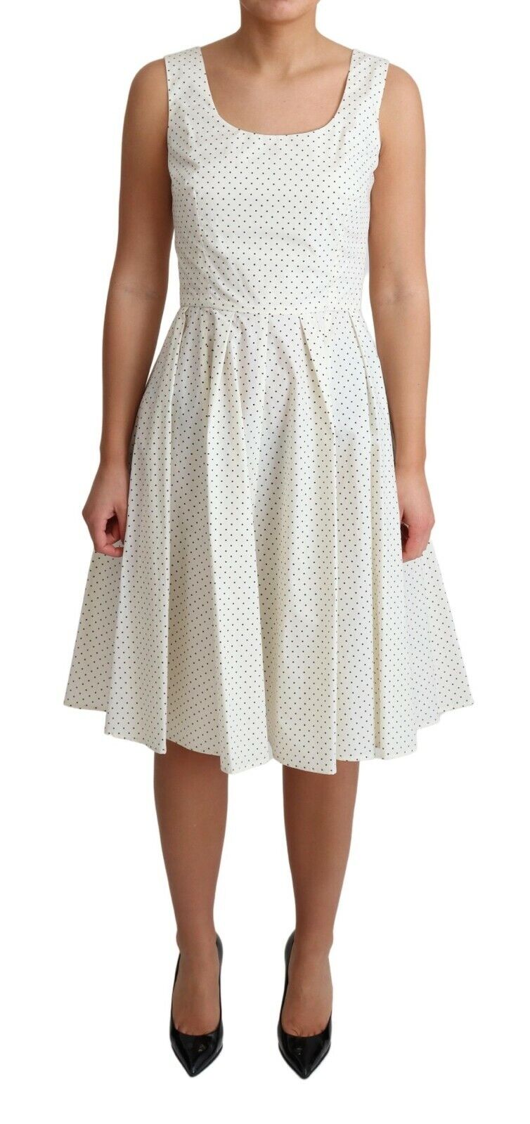 Elegant Sleeveless A-Line Polka Dotted Dress Dolce & Gabbana