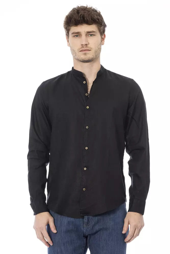 Black Lyocell Men Shirt Baldinini Trend