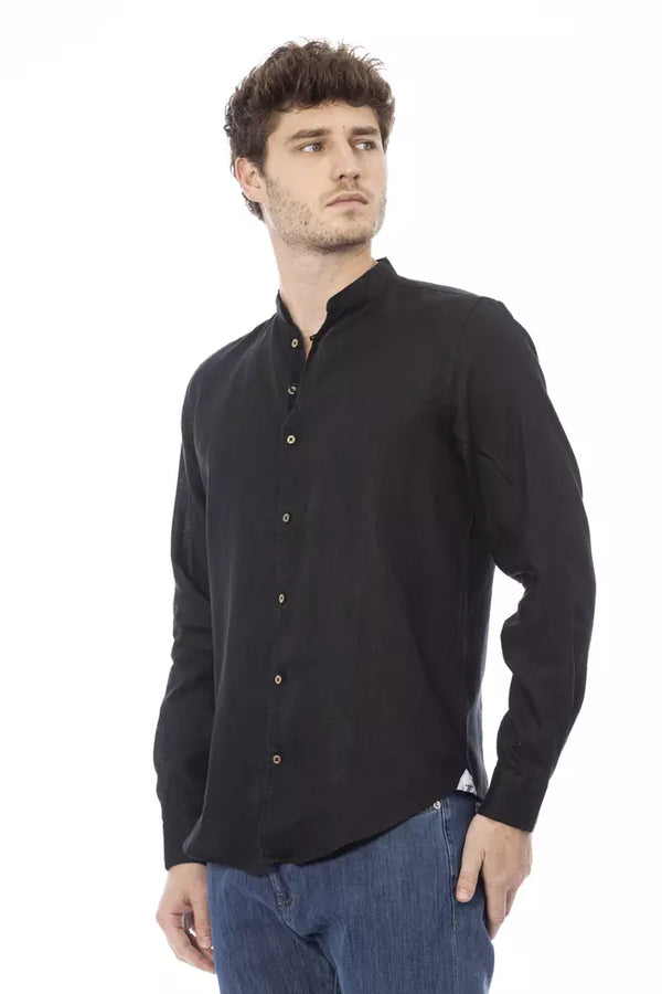 Black Lyocell Men Shirt Baldinini Trend