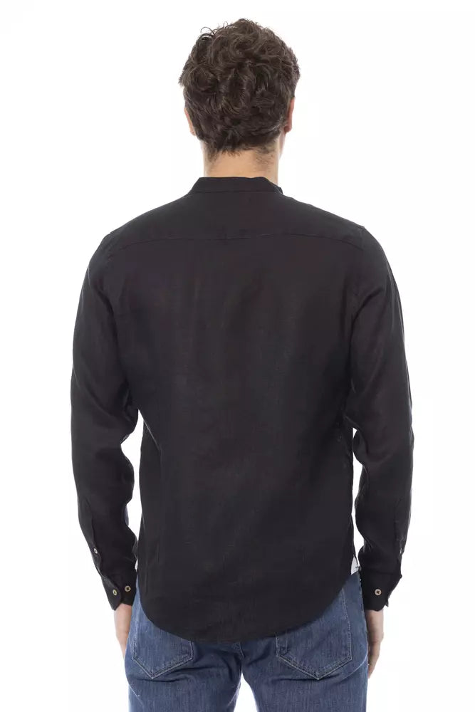 Black Lyocell Men Shirt Baldinini Trend