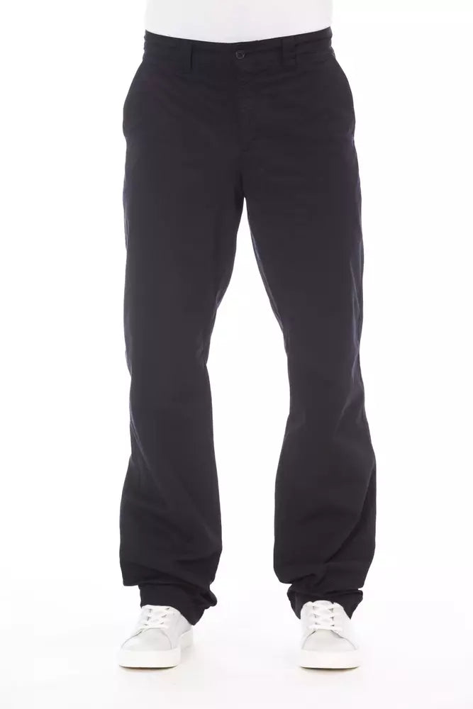 Blue Cotton Men Pant Alpha Studio