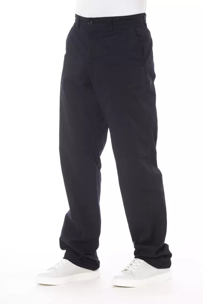 Blue Cotton Men Pant Alpha Studio