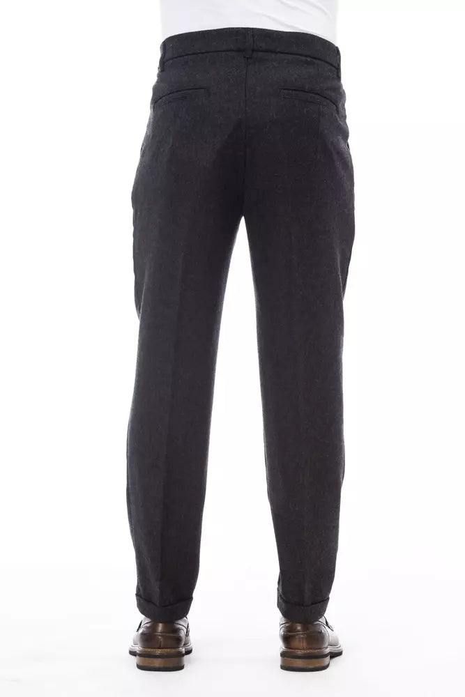 Gray Wool Men Pant Alpha Studio