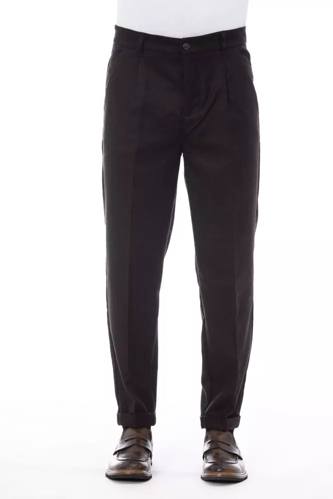 Brown Wool Men Pant Alpha Studio