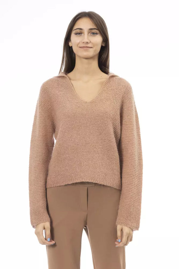 Beige Merino Wool Women Sweater Alpha Studio