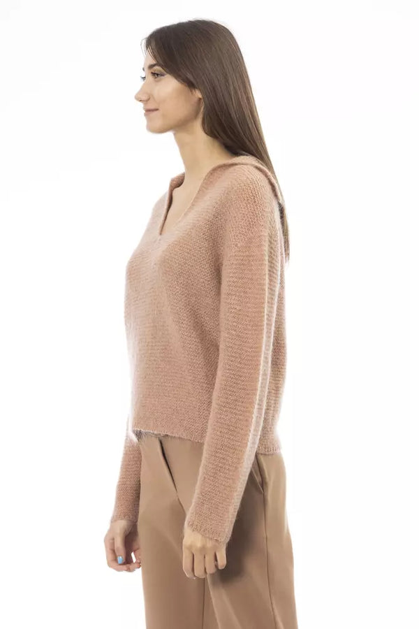 Beige Merino Wool Women Sweater Alpha Studio