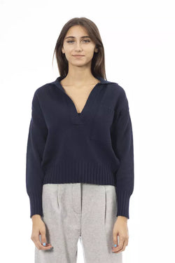 Blue Wool Women Sweater Alpha Studio