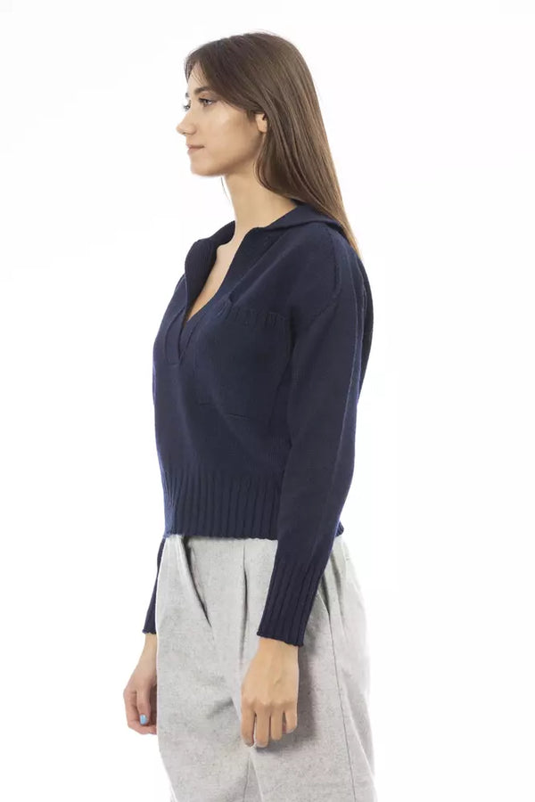 Blue Wool Women Sweater Alpha Studio