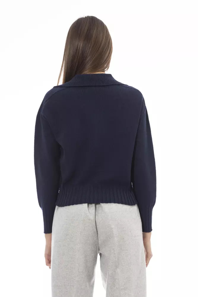 Blue Wool Women Sweater Alpha Studio