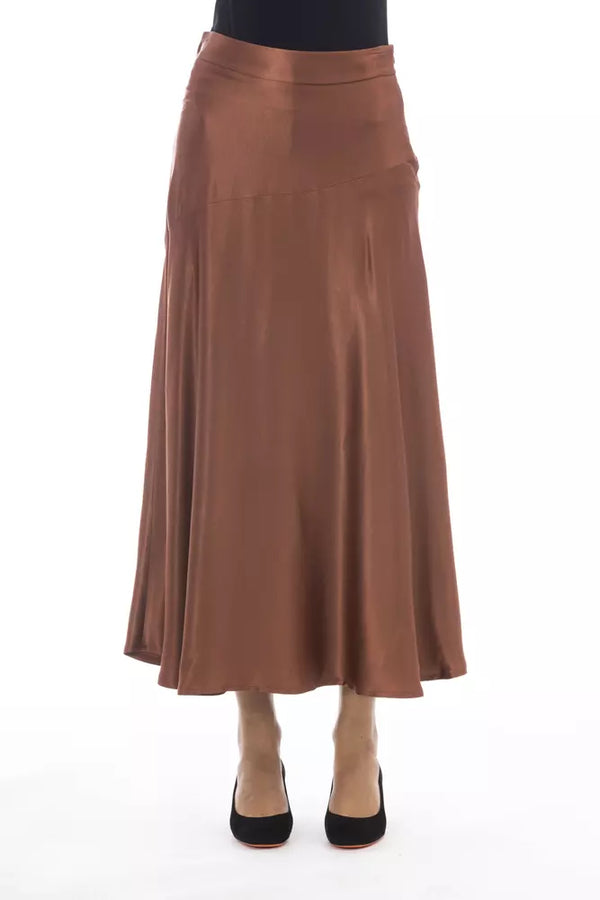 Brown Viscose Women Skirt Alpha Studio