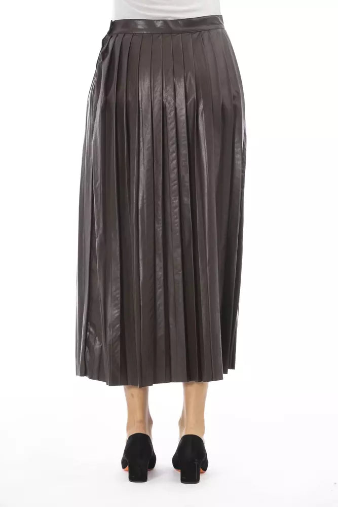 Brown Polyethylene Women Skirt Alpha Studio