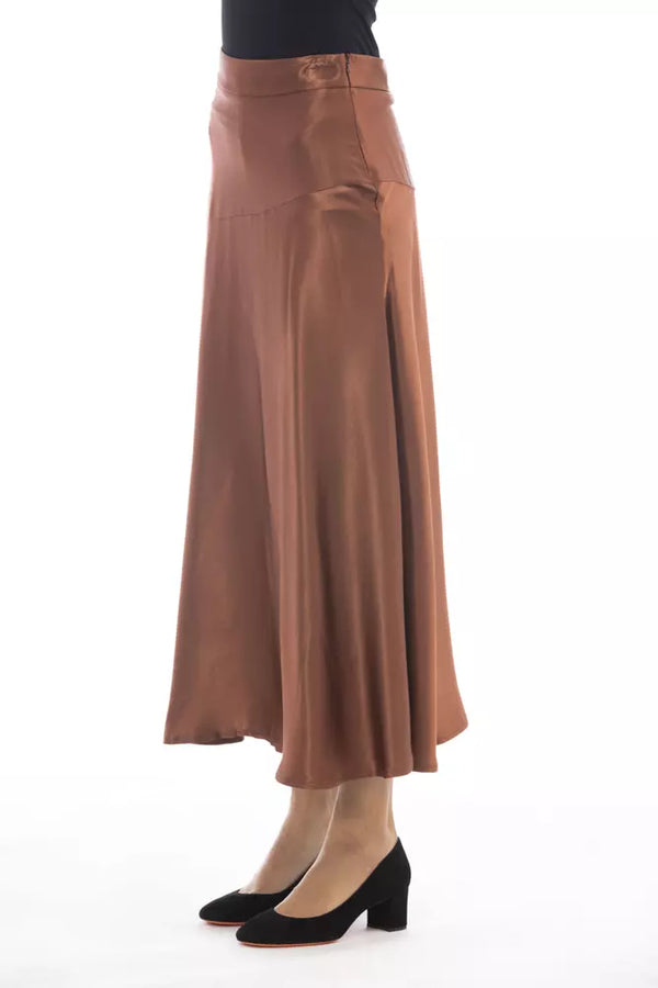 Brown Viscose Women Skirt Alpha Studio