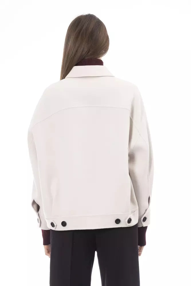 Elegant White Wool Blazer Jacket Alpha Studio