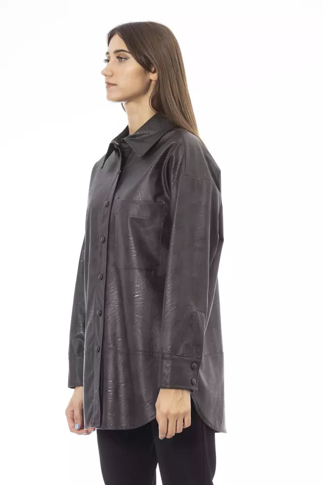 Brown Polyethylene Women Shirt Alpha Studio