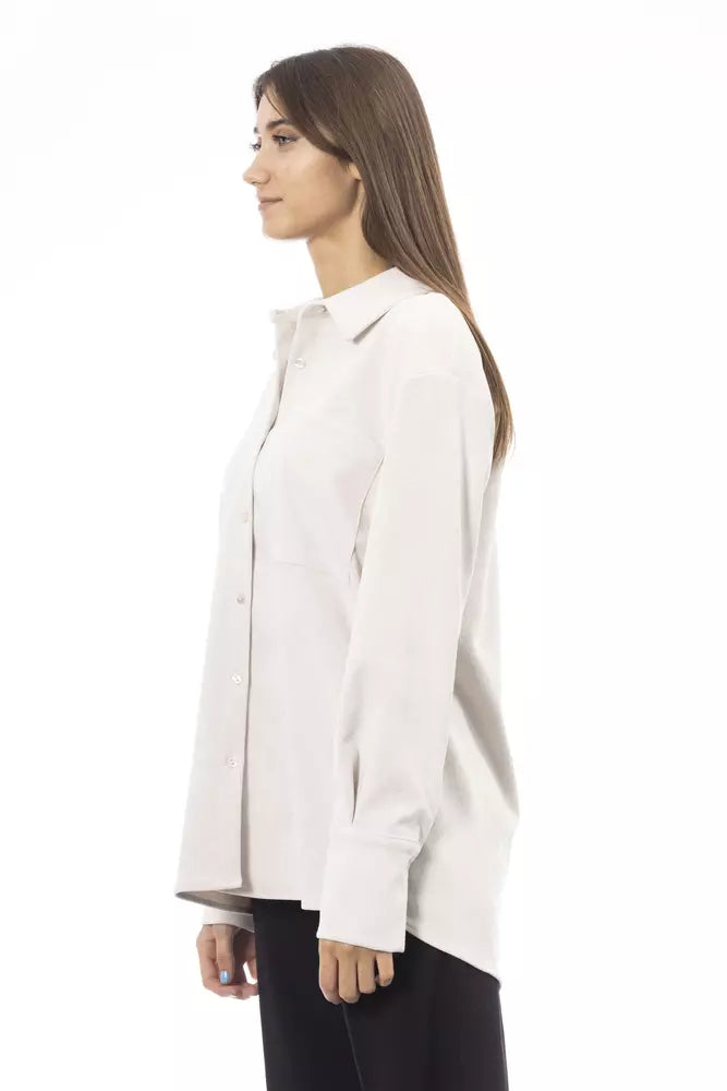 White Polyester Women Shirt Alpha Studio