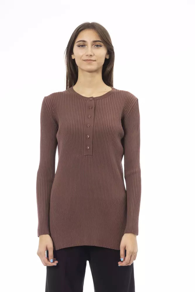 Brown Viscose Women Sweater Alpha Studio