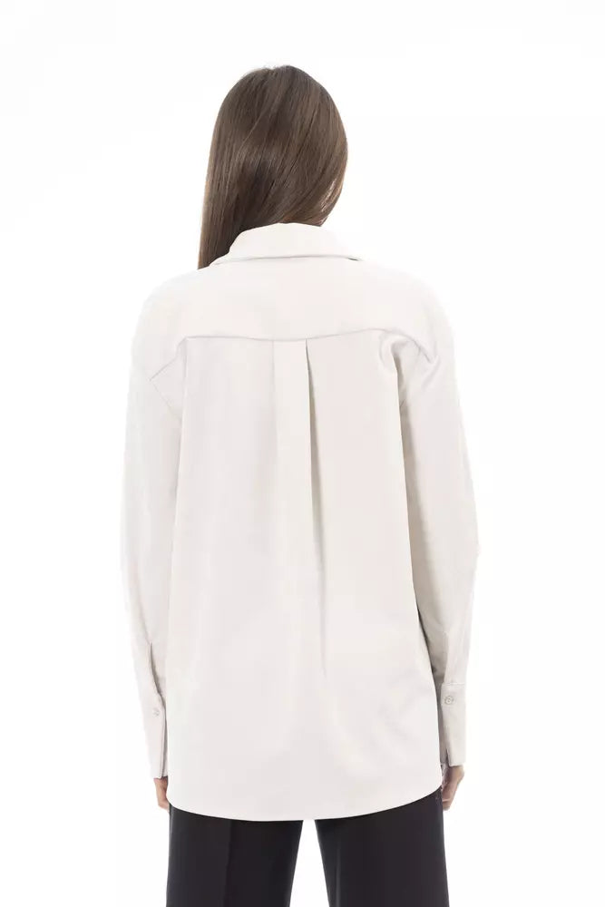 White Polyester Women Shirt Alpha Studio