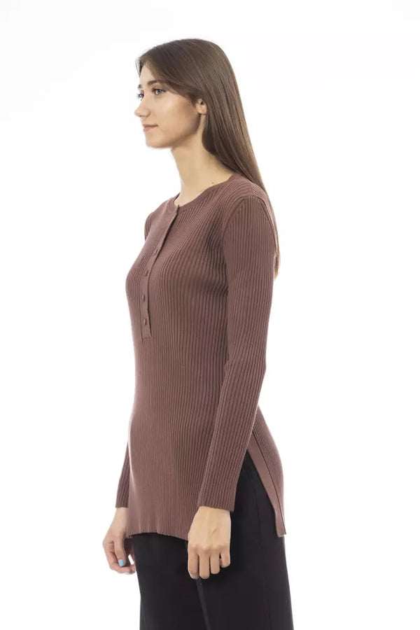 Brown Viscose Women Sweater Alpha Studio