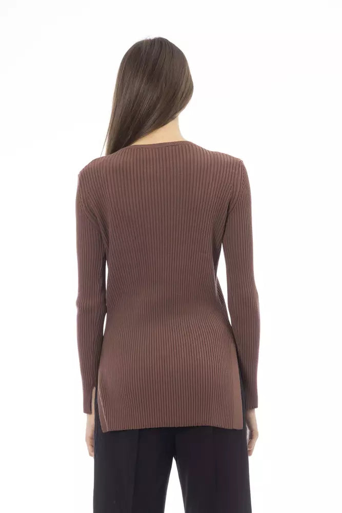 Brown Viscose Women Sweater Alpha Studio