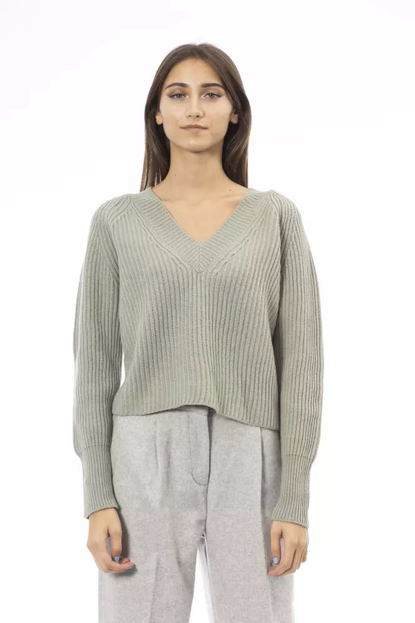 Green Wool Women Sweater Alpha Studio