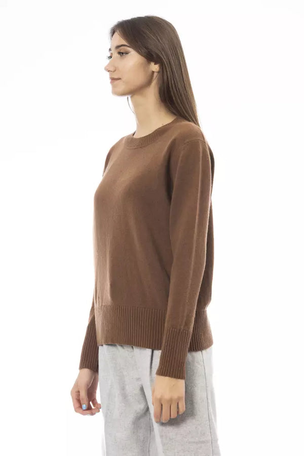 Brown Cashmere Women Sweater Alpha Studio