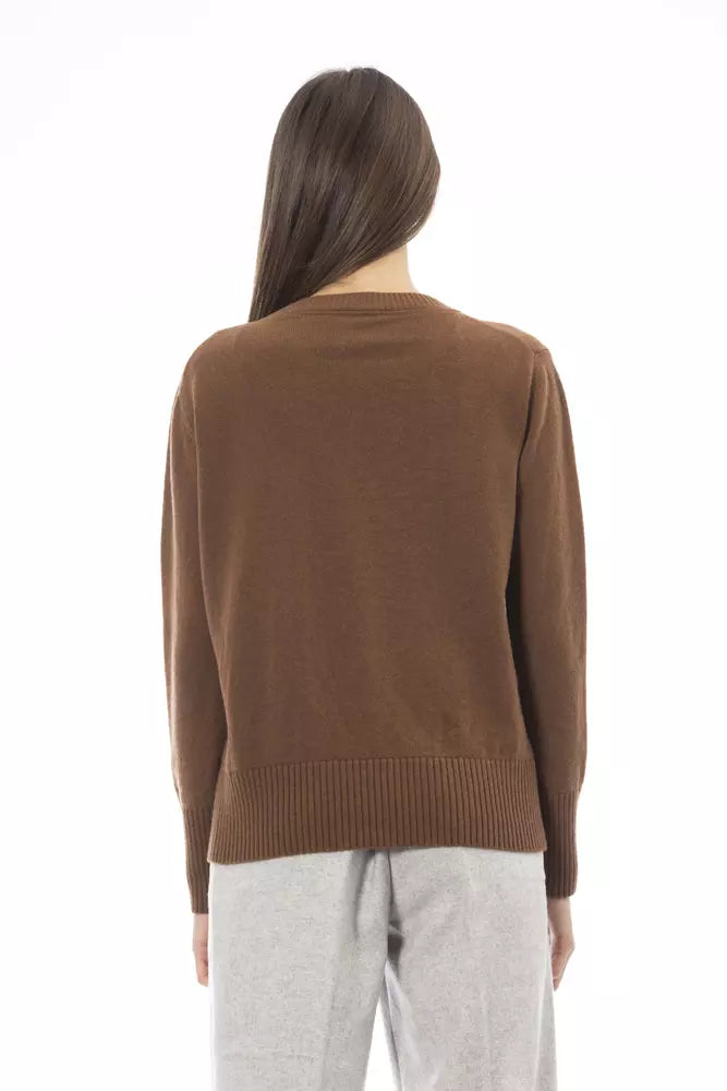 Brown Cashmere Women Sweater Alpha Studio