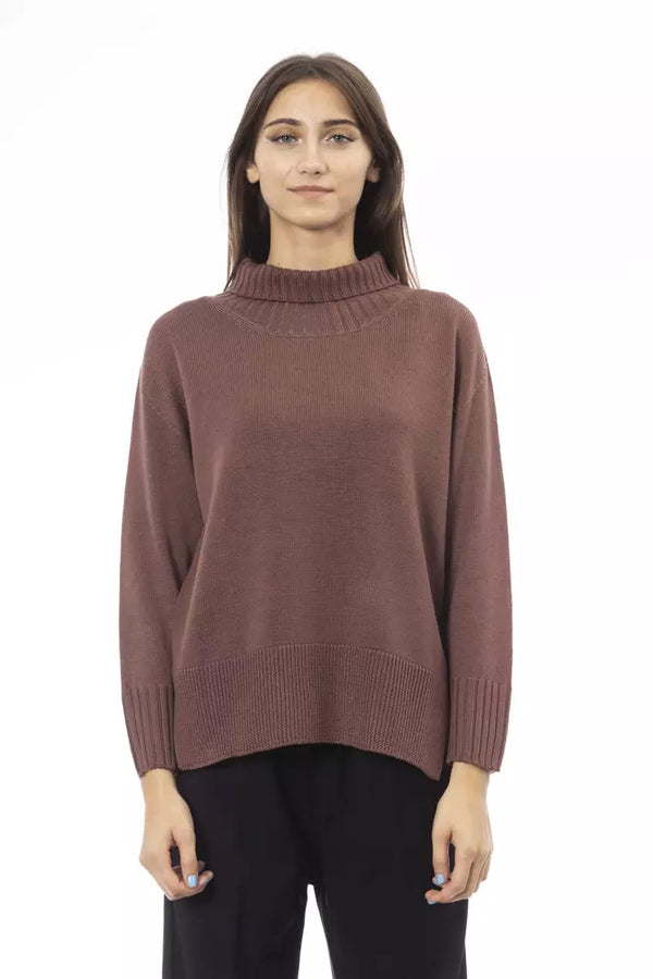 Brown Merino Wool Women Sweater Alpha Studio