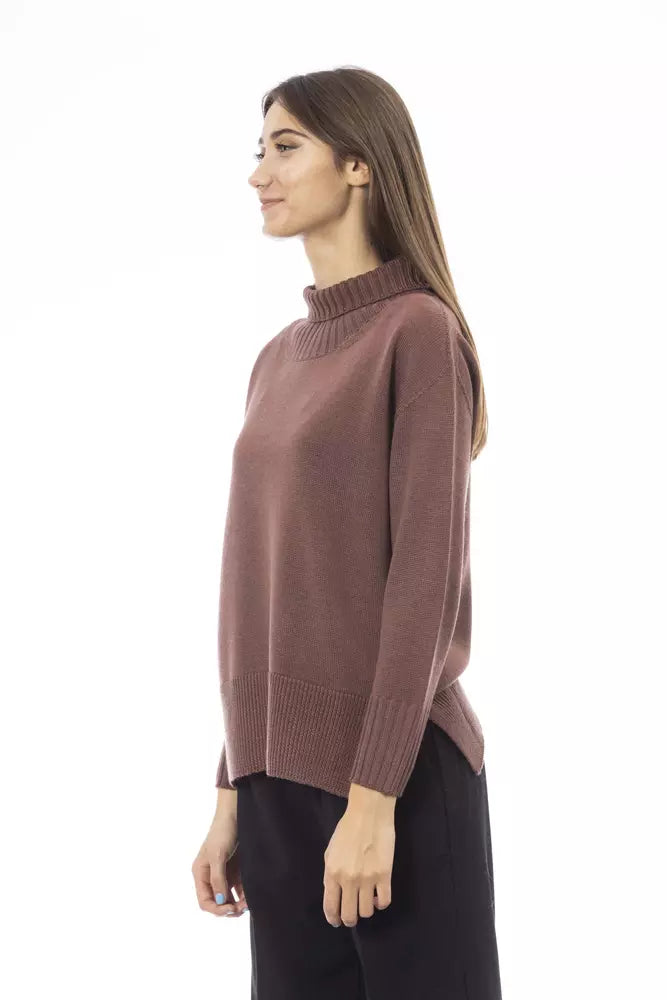 Brown Merino Wool Women Sweater Alpha Studio