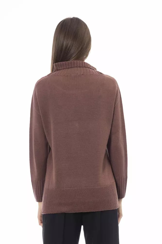 Brown Merino Wool Women Sweater Alpha Studio