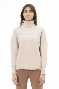 Beige Alpaca Women Sweater Alpha Studio