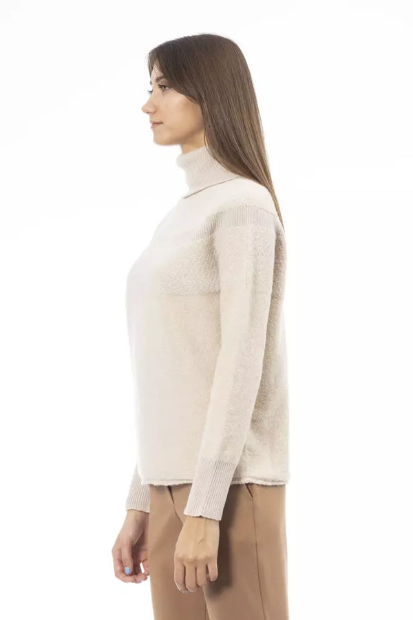 Beige Alpaca Women Sweater Alpha Studio