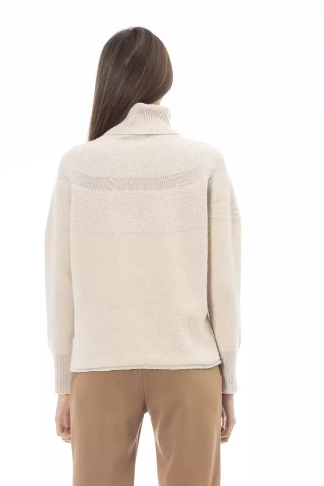 Beige Alpaca Women Sweater Alpha Studio