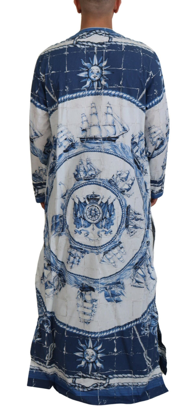 Majestic Blue Cotton-Silk Thobe Robe Dolce & Gabbana