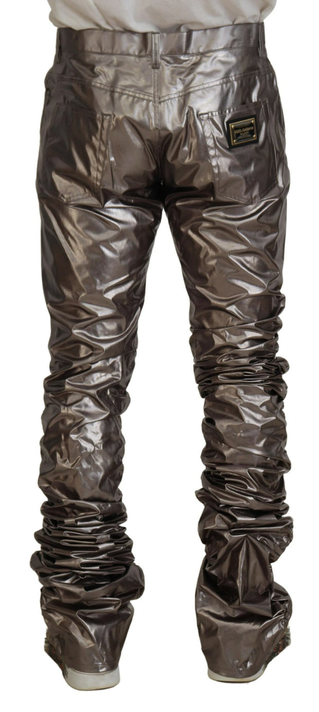 Metallic Silver Casual Pants Dolce & Gabbana