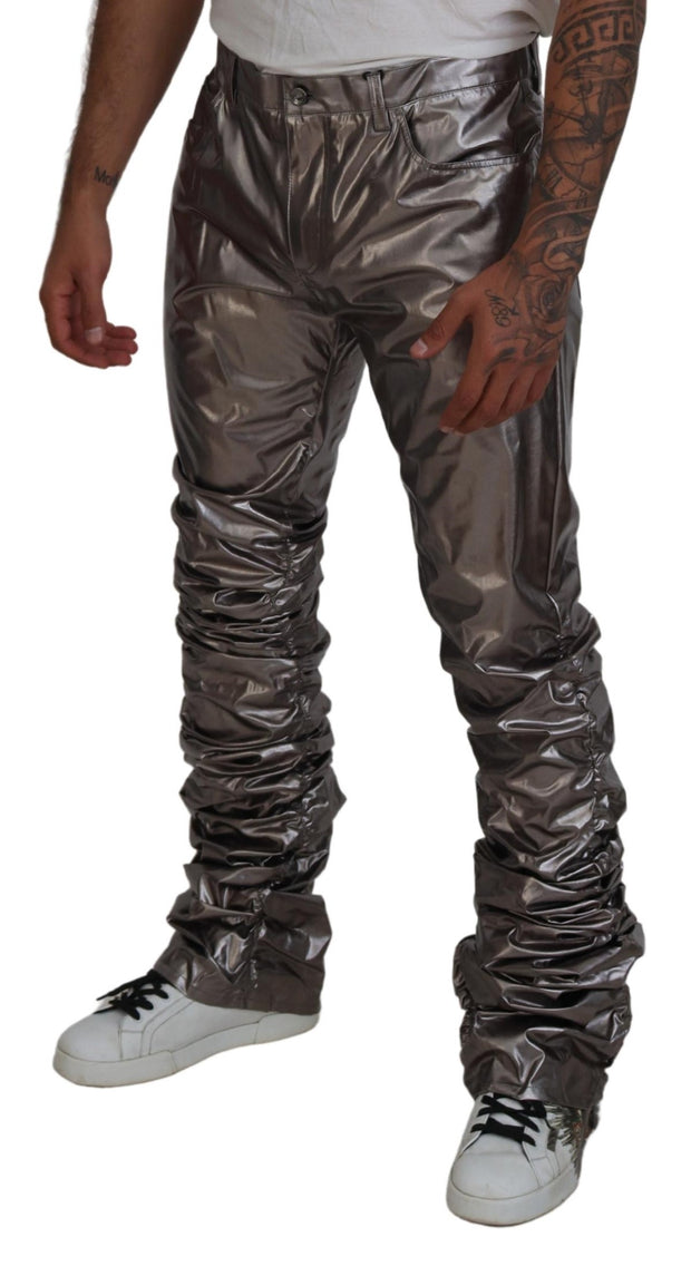 Metallic Silver Casual Pants Dolce & Gabbana