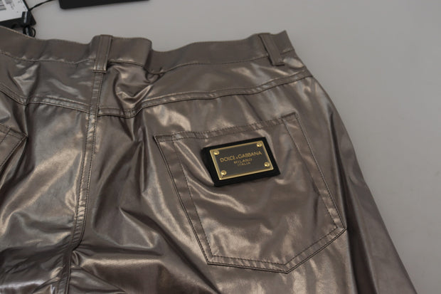 Metallic Silver Casual Pants Dolce & Gabbana