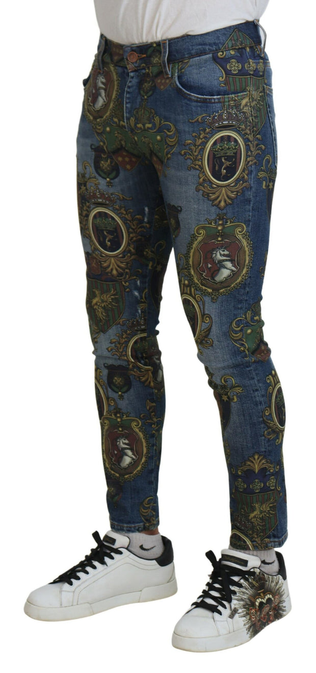 Elegant Slim-Fit Printed Denim Jeans Dolce & Gabbana