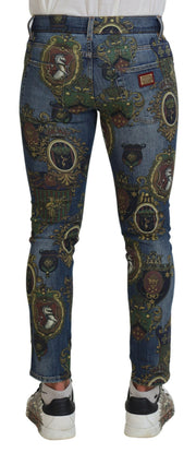 Elegant Slim-Fit Printed Denim Jeans Dolce & Gabbana