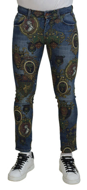 Elegant Slim-Fit Printed Denim Jeans Dolce & Gabbana