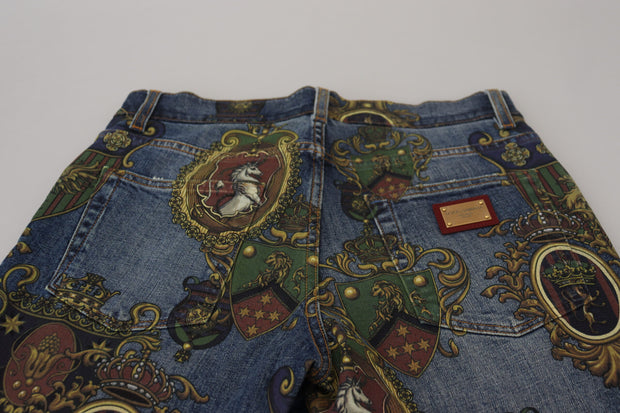 Elegant Slim-Fit Printed Denim Jeans Dolce & Gabbana