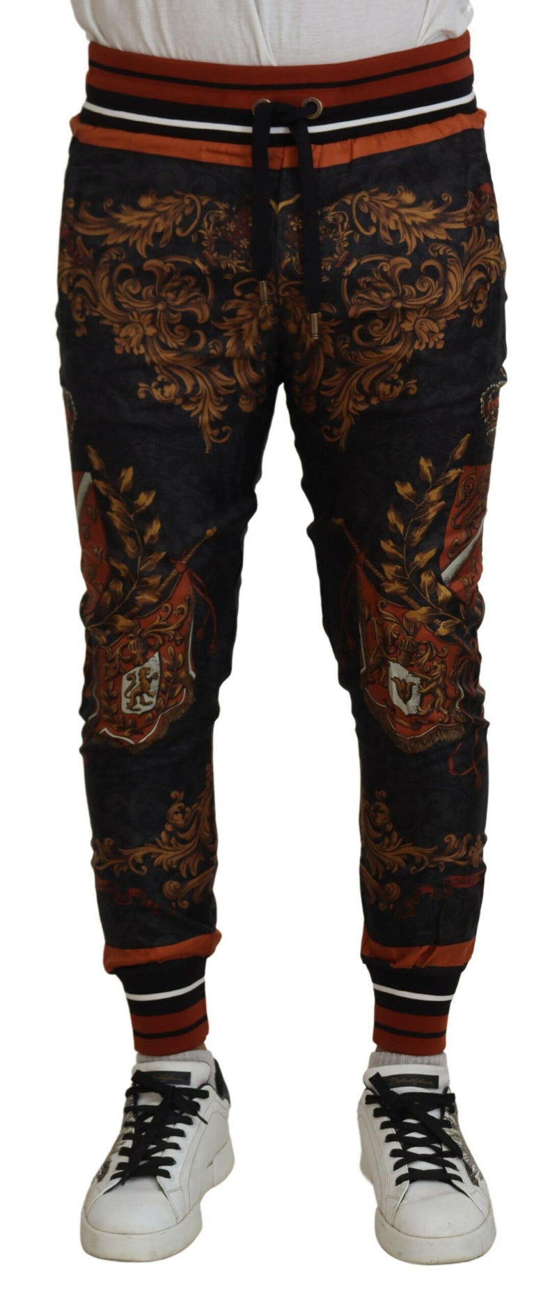 Baroque Crown Silk Sweatpants Dolce & Gabbana