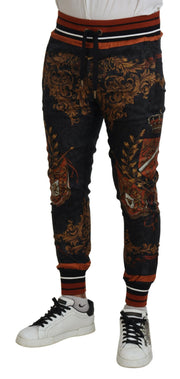 Baroque Crown Silk Sweatpants Dolce & Gabbana