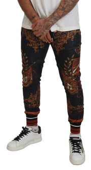 Baroque Crown Silk Sweatpants Dolce & Gabbana