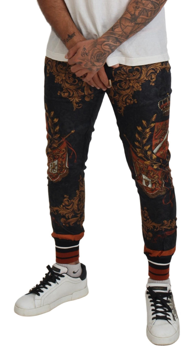 Baroque Crown Silk Sweatpants Dolce & Gabbana